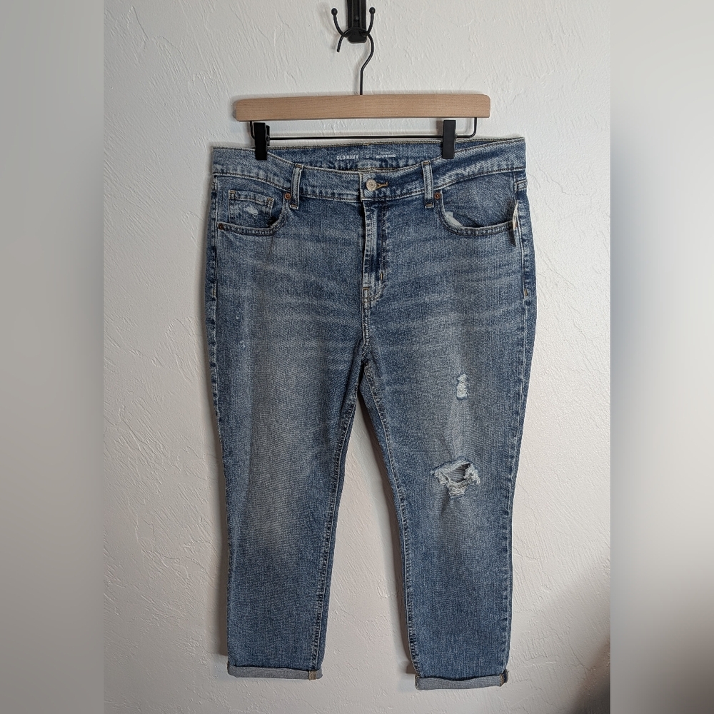 Old Navy Women's Medium Blue Ripped Skinny Jeans